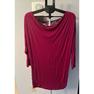 Vintage Women's Dot Purple/Black Lace quarter sleeve‎ tunic size 1X